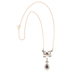 Diamonds Rubies Yellow Gold 14 Karat Silver Pendant Necklace
