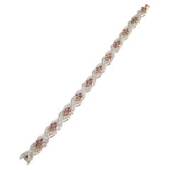 Diamanten Rubine Gelb-Weißgold 18 Karat Retro-Armband