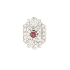 Contemporary 18K White Gold Ruby and Natural Diamond Cocktail Engagement Ring