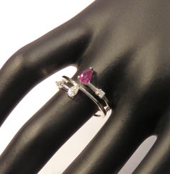 Diamonds Ruby 9 Karat White Gold Band Ring Handcrafted in Italy