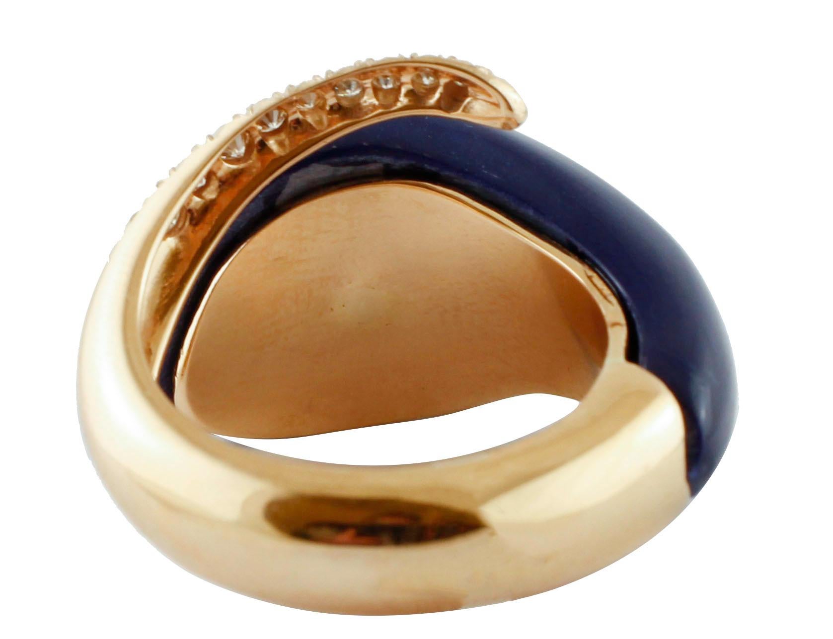 Diamanten, Rubin, Lapis, Rose Gold Schlange Form Mode Ring im Zustand „Gut“ im Angebot in Marcianise, Marcianise (CE)