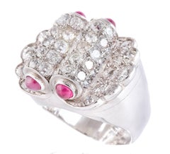 Diamonds Rubyes Platinum Ring