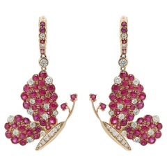 Diamonds, Rubys  & 18K Gold Butterfly Earrings