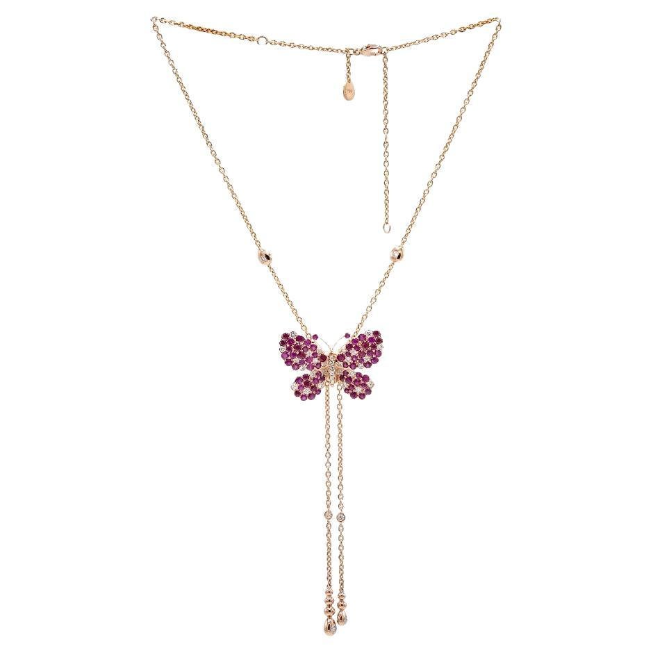 Diamonds, Rubys  & 18K  Rose Gold Butterfly Bracelet For Sale 5