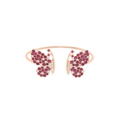 Diamonds, Rubys  & 18K  Rose Gold Butterfly Bracelet