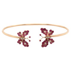 Diamonds, Rubys  & 18K  Rose Gold Butterfly Bracelet