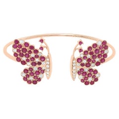 Diamonds, Rubys  & 18K  Rose Gold Butterfly Bracelet