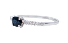 Diamonds, Sapphire, 18 Karat White Gold Modern Ring
