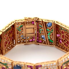 Diamonds, Sapphire, Ruby and Green Emerald Bracelet