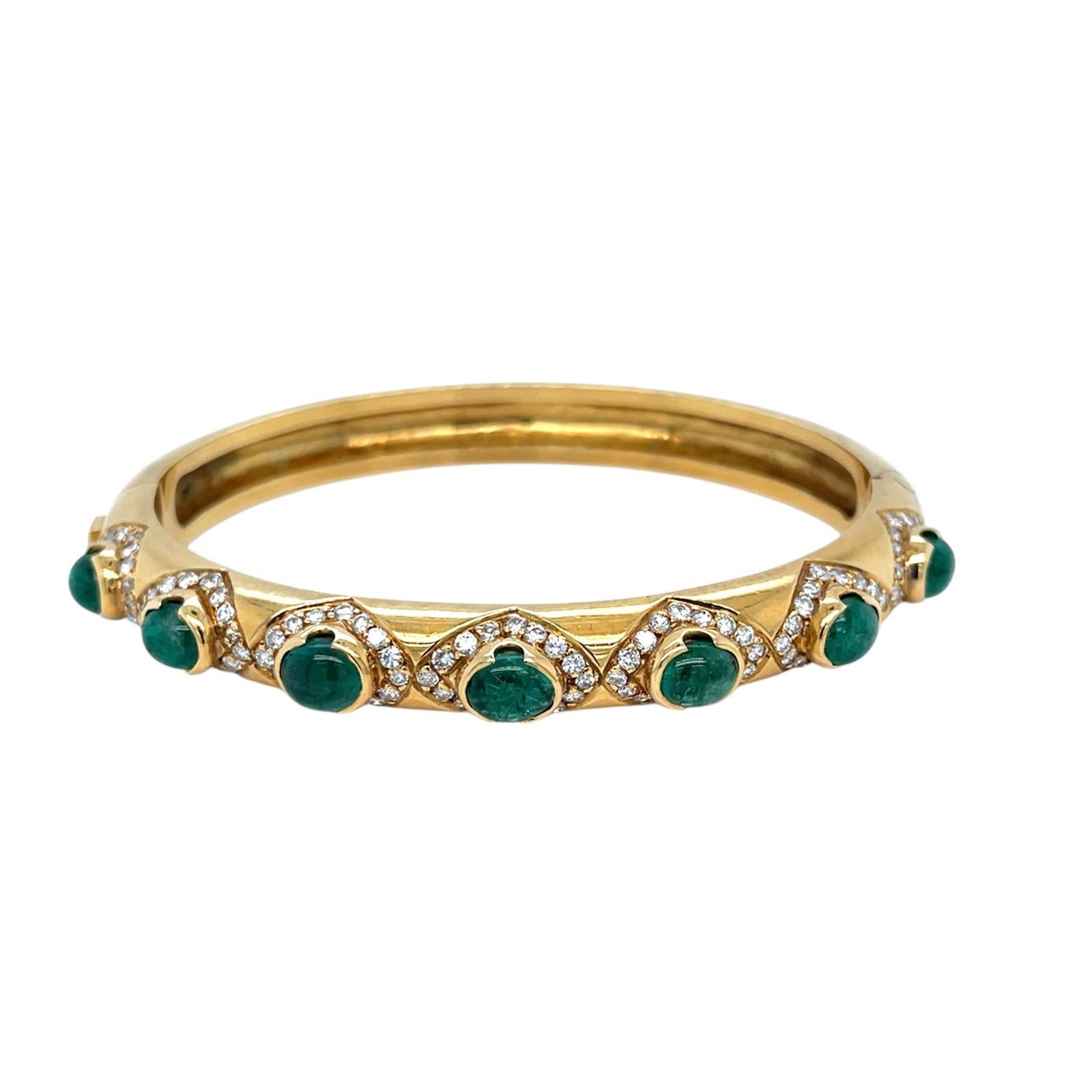 Cabochon Arcese Rome Diamonds, Sapphire, Ruby, Emerald Gold Trio Of Bangle Bracelets