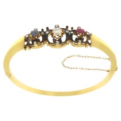 Diamonds Sapphire Ruby Yellow Gold 14 Karat Bangles Bracelets