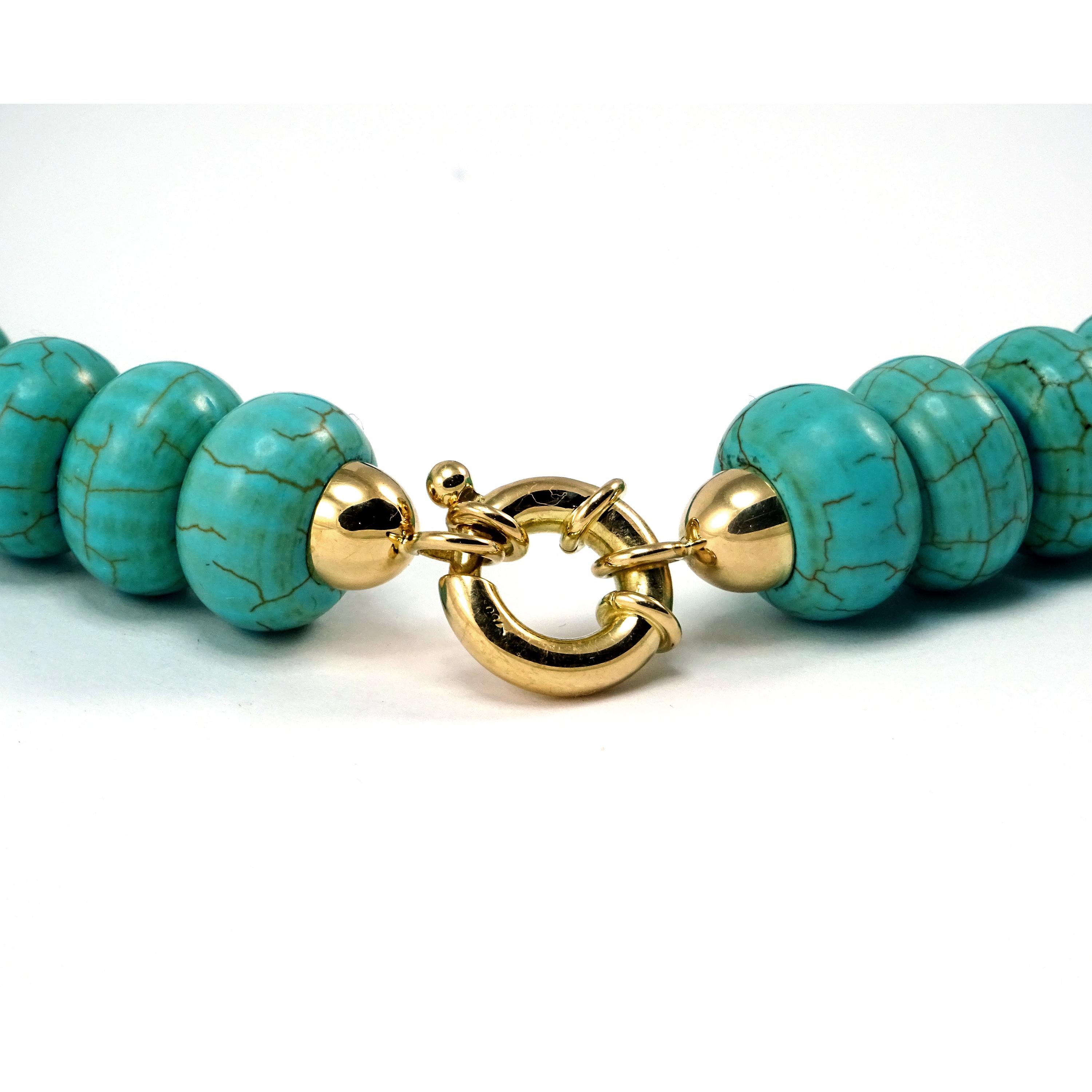 Diamonds Sapphire Tourmaline Green Turquoise 18k Gold Blue Titanium Necklace For Sale 6