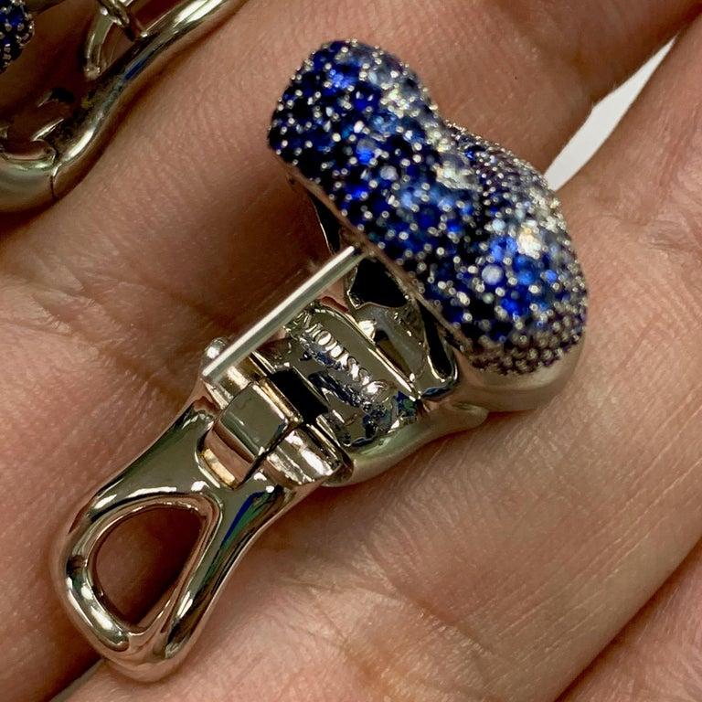 Diamonds Sapphires 18 Karat White Gold Earrings For Sale 7