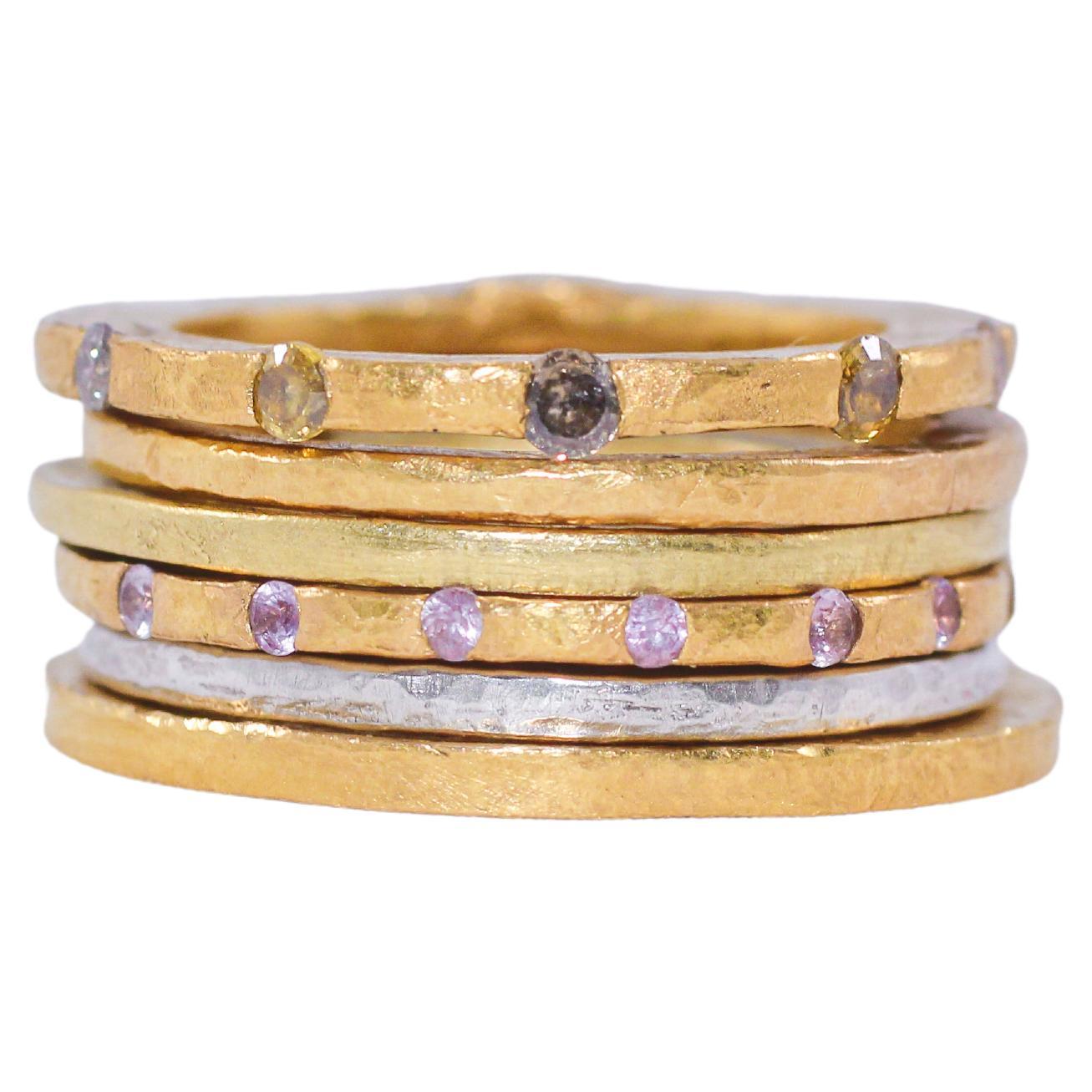 Diamants Saphirs Or 18k 22k Bague de fiançailles ou Fashion Stack Elle Son Cadeau en vente