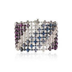 Diamanten,  Saphire & 18K Weißgold Armband