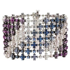 Diamants,  Bracelet saphirs et or blanc 18K