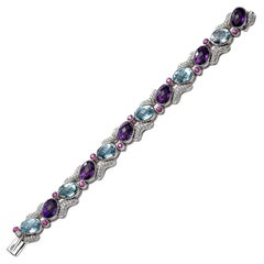 Bracelet de diamants, saphirs, améthystes et aigues-marines