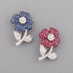 Diamonds Sapphires and Rubies Vintage Brooches