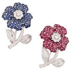 Diamonds Sapphires and Rubies Vintage Brooches