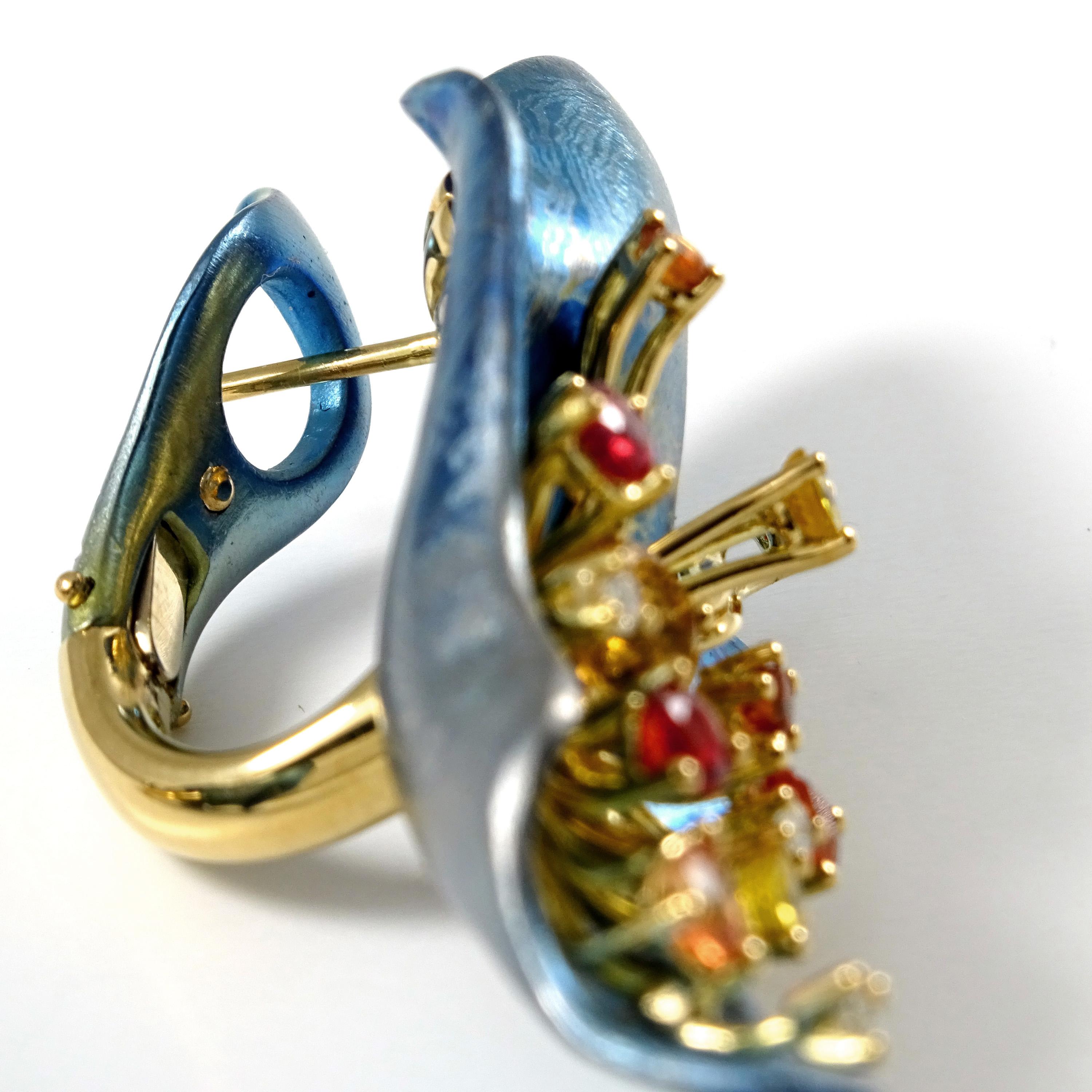 Diamonds Orange Sapphires Citrines 18 Karat Gold Titanium Clip-On Earrings For Sale 3