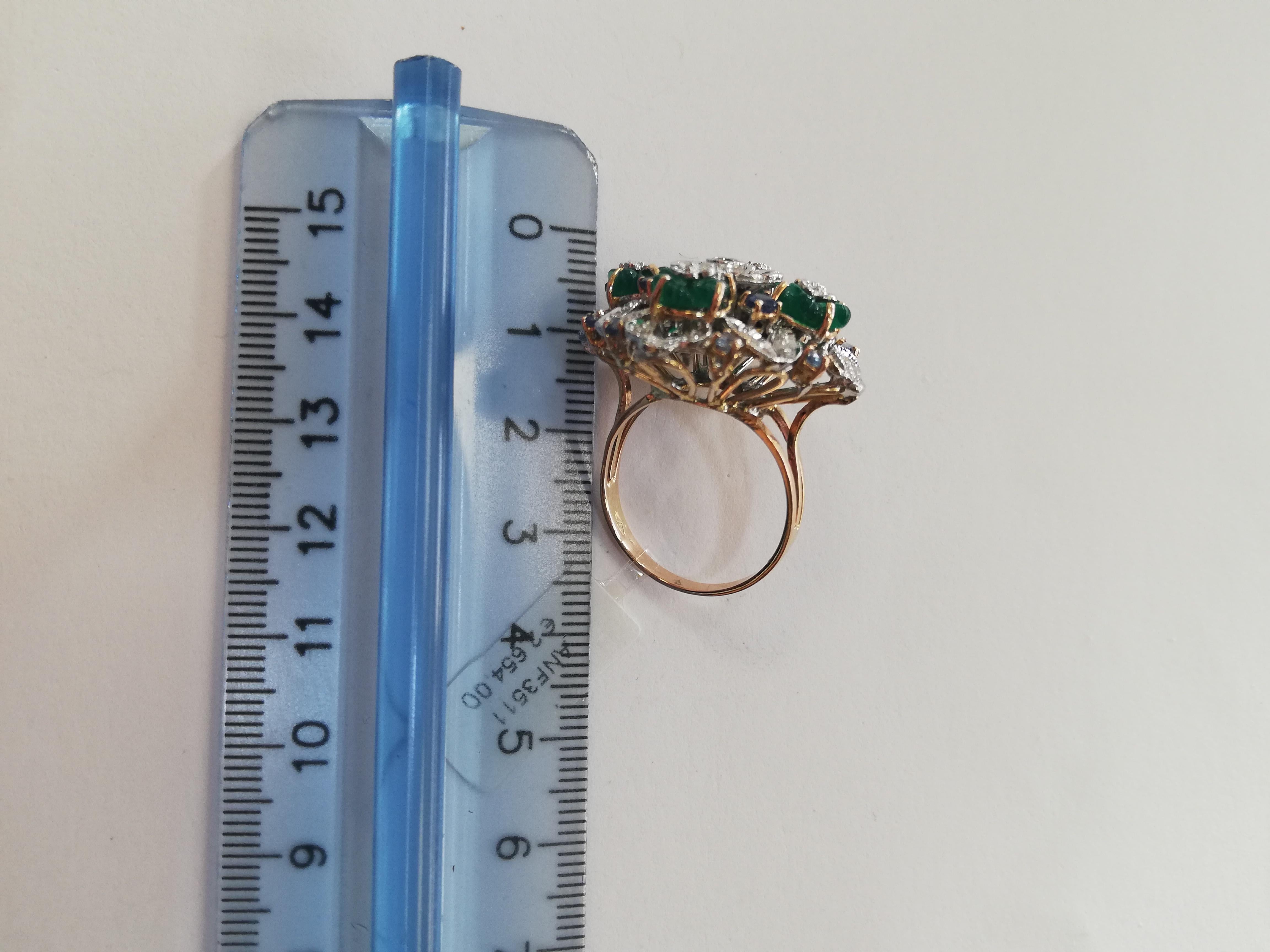 Women's Diamonds, Sapphires, Green Agate, Rose Gold Cocktail Ring For Sale