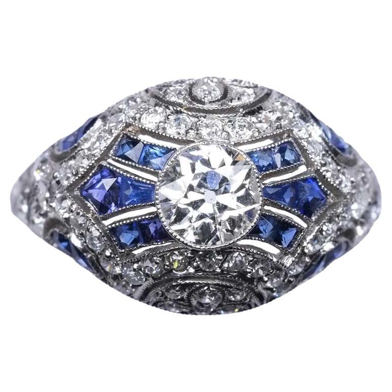 Diamonds & Sapphires Platinum Ring