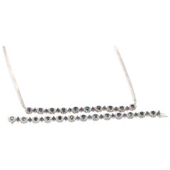 Collar Conjunto Diamantes Zafiros Pulsera Oro Blanco, 1975