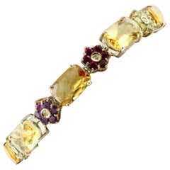 Diamonds, Sapphires, Topaz, Amethyst, Garnet, Peridot, 14 Karat Gold Bracelet