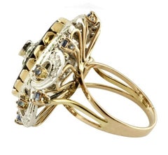 Diamonds, Sapphires, Tsavorite, Onyx, 14 Karat White and Rose Gold Vintage Ring