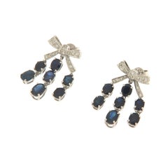 Diamonds Sapphires White Gold 18 Carat Dangle Earrings