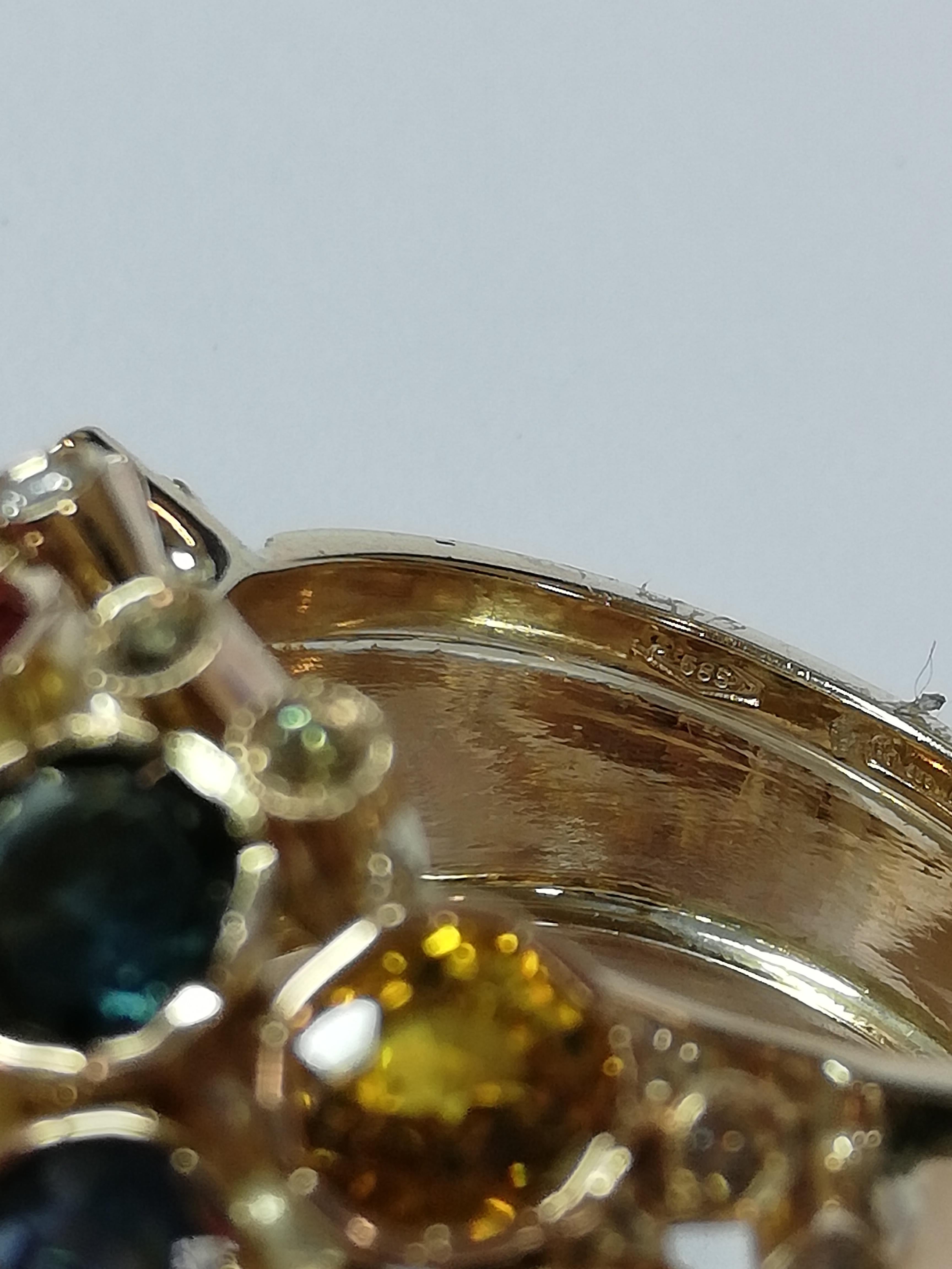 Vintage-Ring aus 14 Karat Gelbgold mit Diamanten, Saphiren, Südseeperlen im Angebot 2