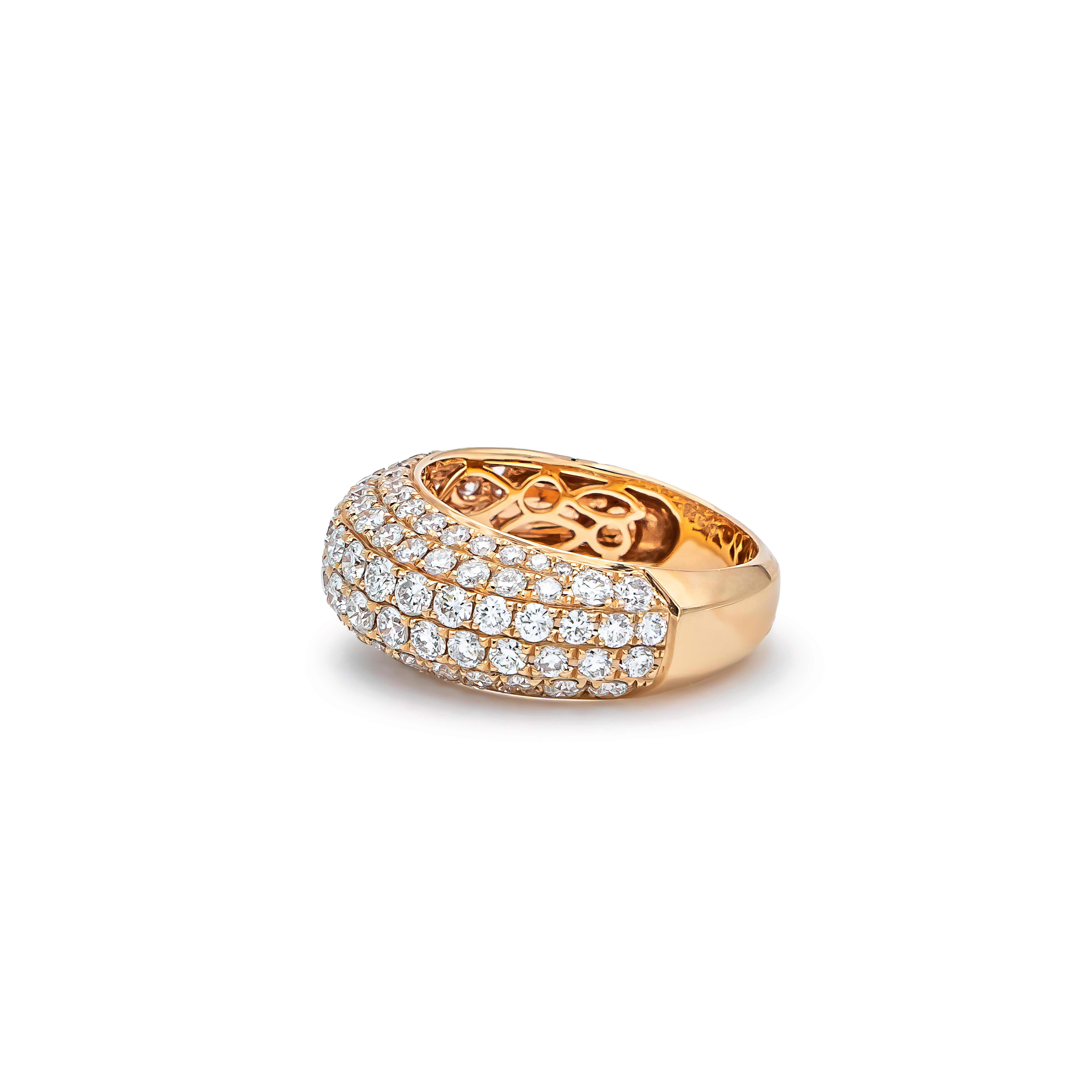 Total Ring Carat Weight: 2.26cts
Diamond Clarity: VS1
Diamond Color: G
Gold Purity: 18k
Gold Color: Rose
Gold Weight: 5.49g
Diamond Type: Natural Diamond, Conflict-Free

Diamonds Set in Orbit Micro Pave 18k Gold Cocktail Ring
This piece has been