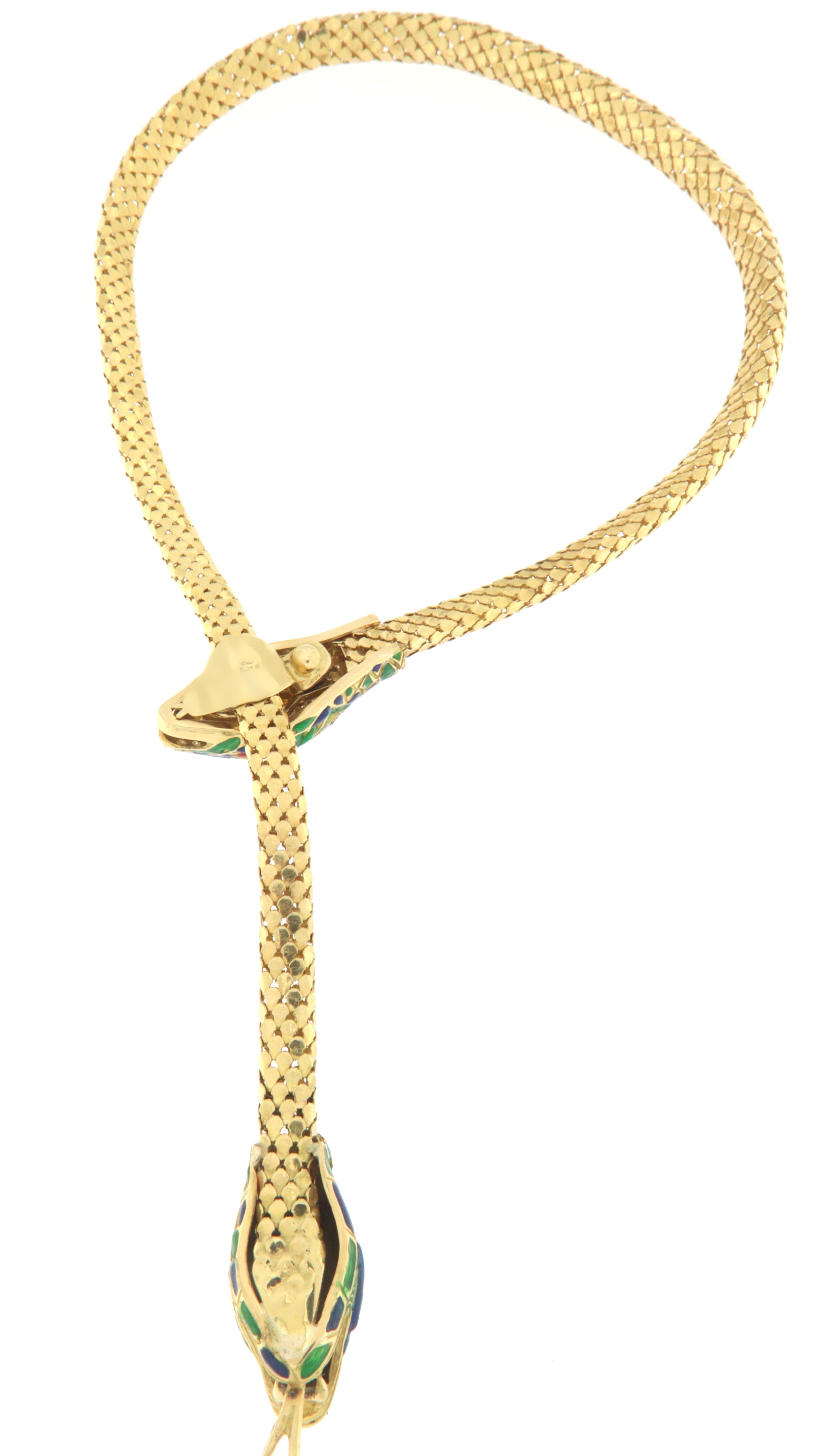 Diamonds Snake 18 Karat Yellow Gold Choker Necklace In New Condition In Marcianise, IT