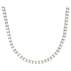 Diamonds Straight Line Necklace 17.25 Carats 14k White Gold 0.15 PTS