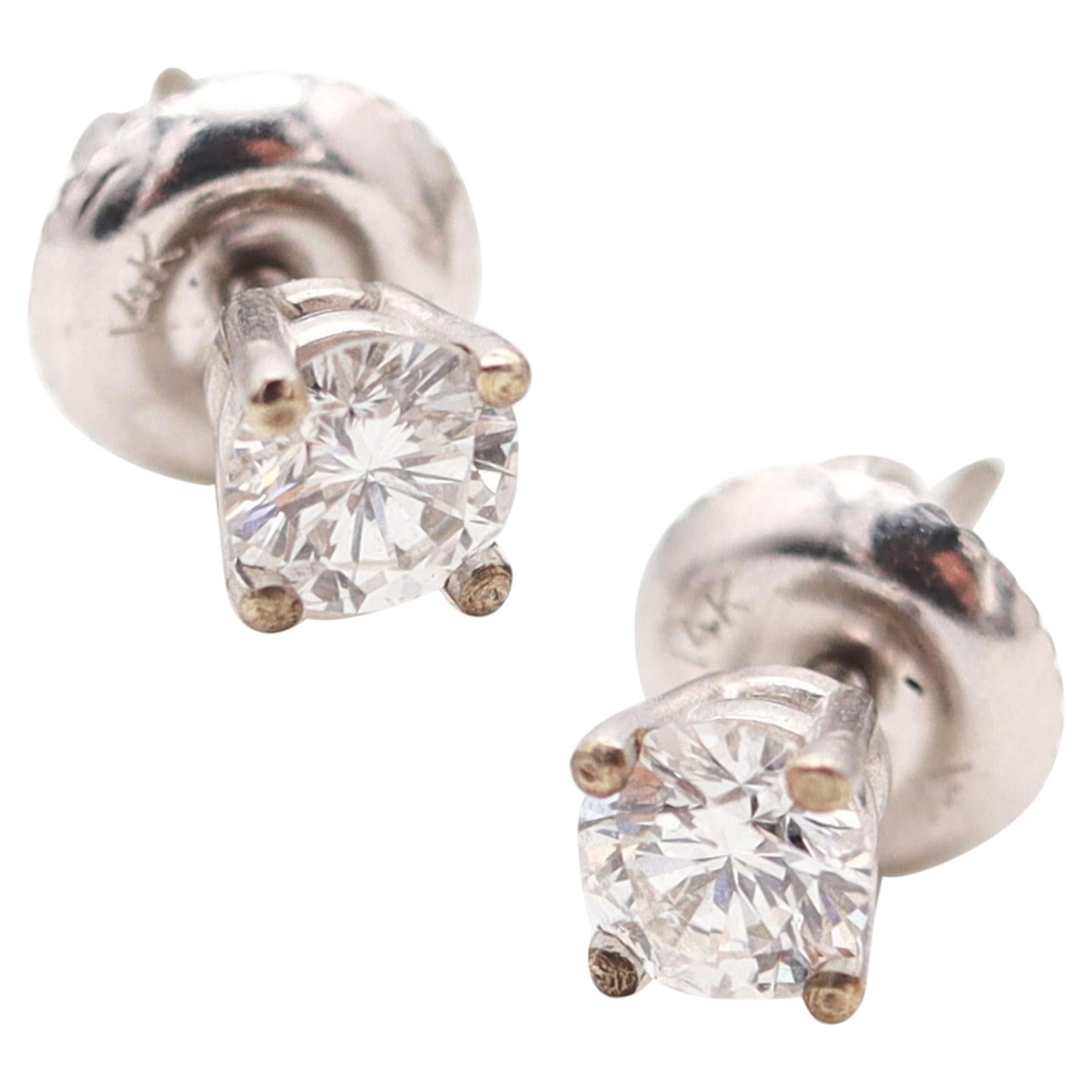 DIAMONDS STUDS Contemporary 0.50 Cwt Diamonds Earrings In 14Kt White Gold