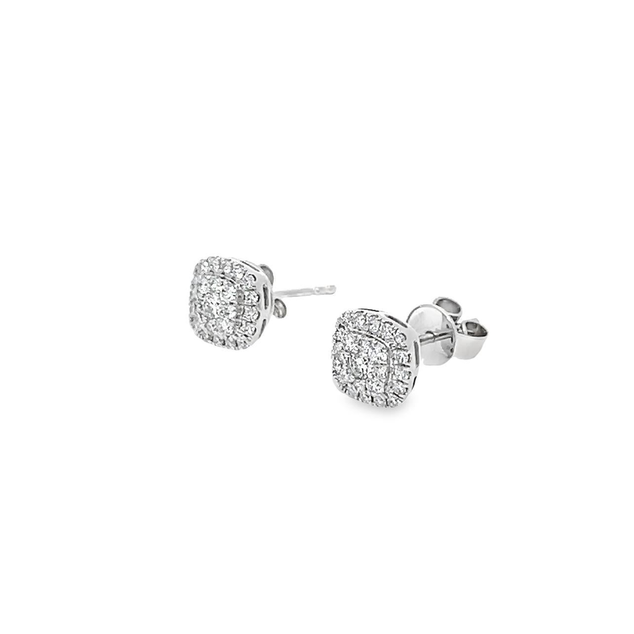 These square cluster earrings will never go out of style. Each piece of earring has Round Cut stones.

Center Diamonds: 0.42CT Total Carat Weight  Round Cut  D  VVS2  
Metal: 18K White Gold





Made in New York City