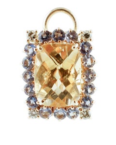 Diamonds, Tanzanite, Yellow Topazs, 14 Karat Rose Gold Earrings