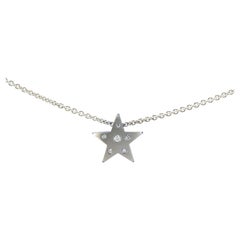 Diamonds Titanium 18 KT White Gold Star Pendant Necklace