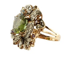 Diamonds Tourmalines Topazes Amethysts Garnets Peridot Rose Gold Silver Ring
