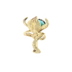 Diamonds Turquoise 14 Karat Yellow Gold Cocktail Ring