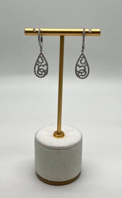 Diamanten gewölbte Spiral 14K Weißgold Tropfen-Ohrringe Huggie Statement-Ohrringe mit Diamanten