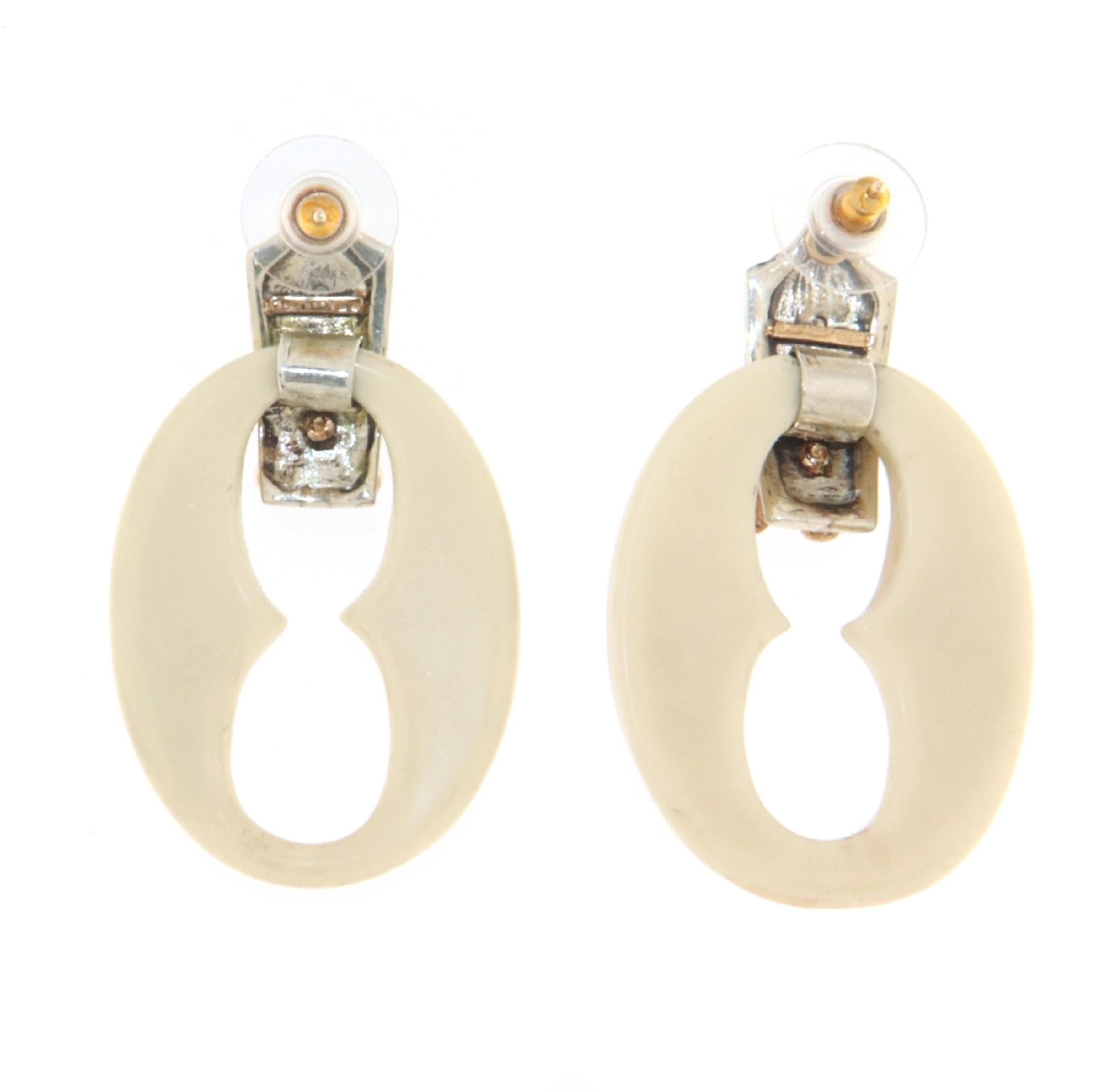 Mixed Cut Diamonds White Agate  Enamels Yellow Gold 14 Karat Silver Drop Earrings For Sale