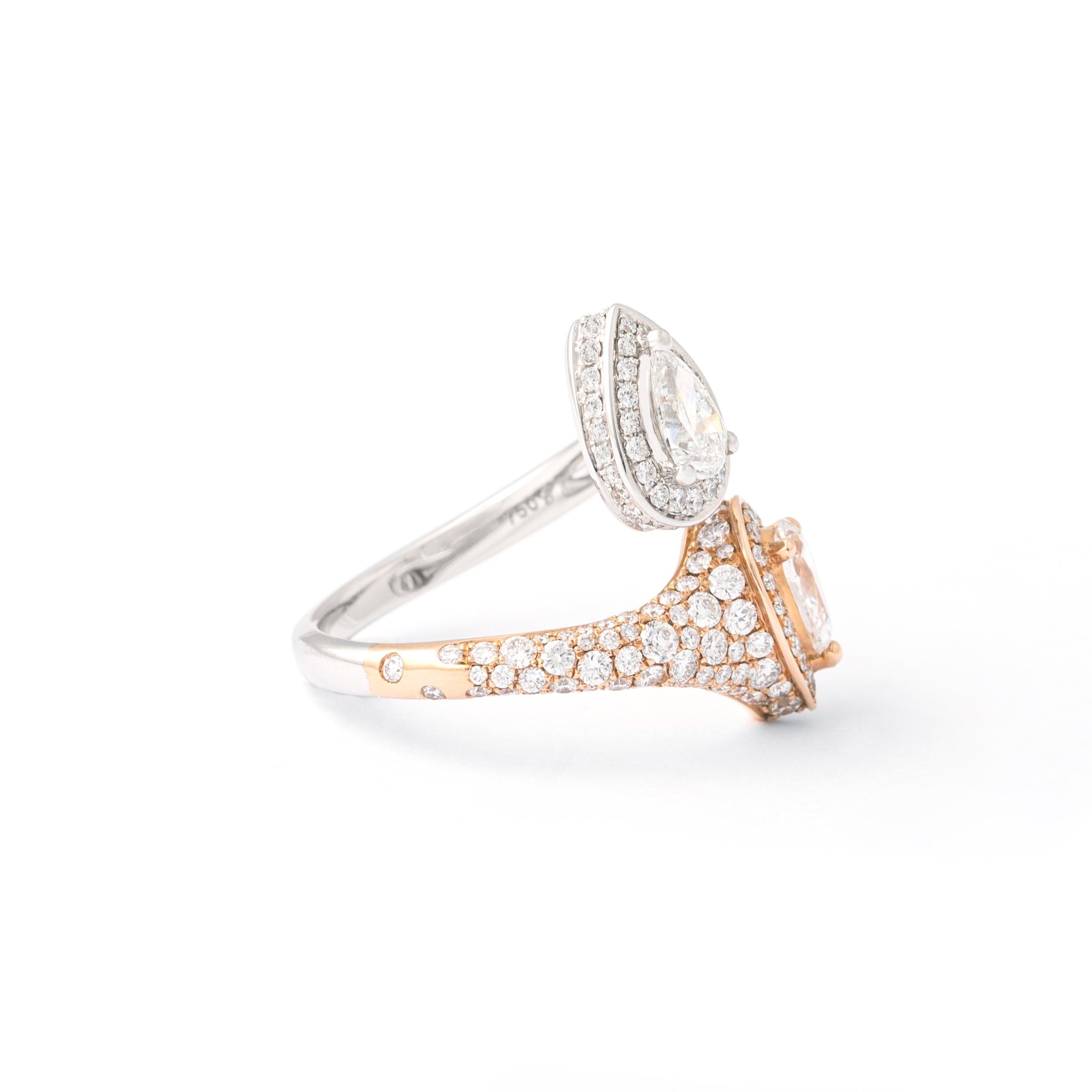 Ring mit Diamanten aus Weiß- und Roségold (Zeitgenössisch)