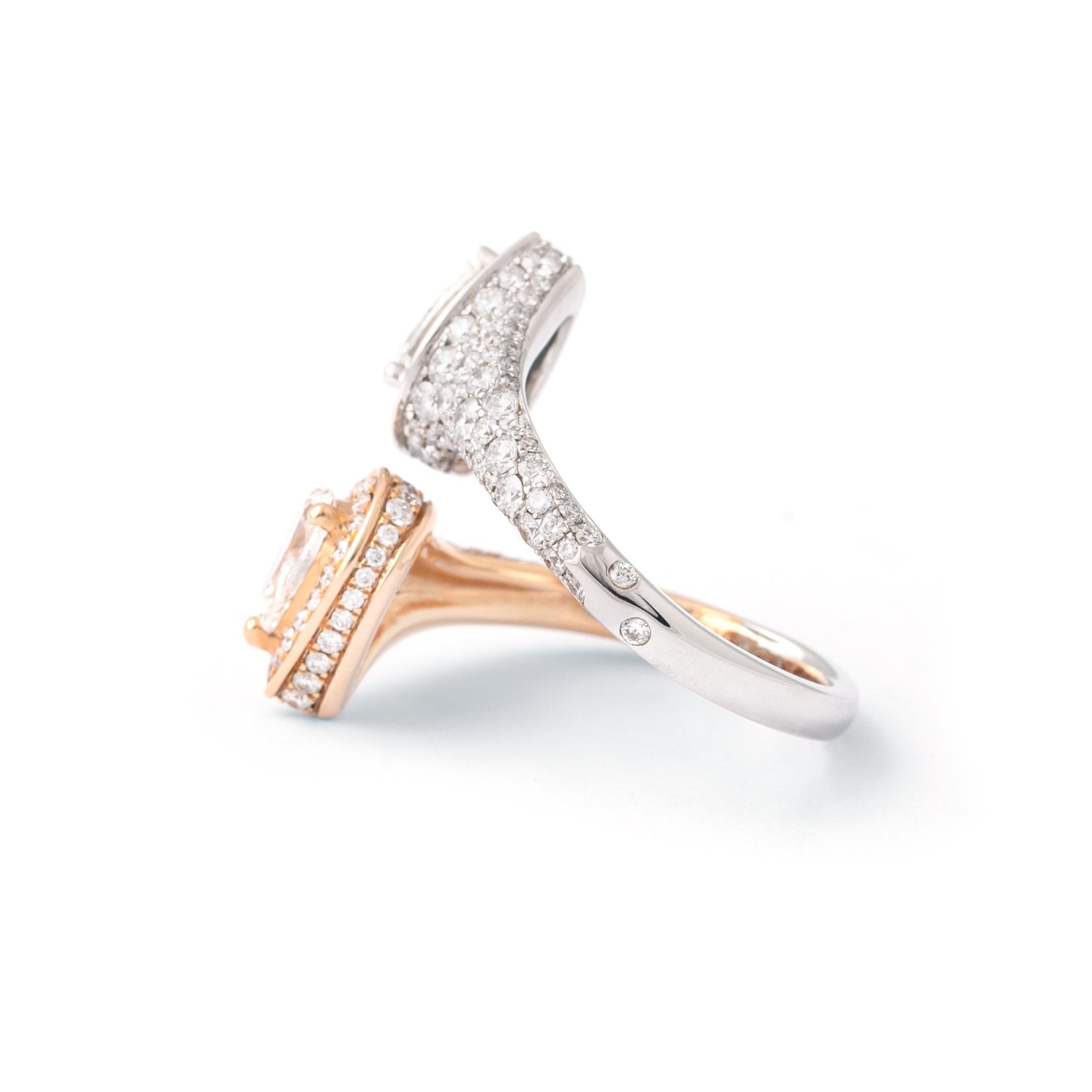 Ring mit Diamanten aus Weiß- und Roségold im Zustand „Neu“ in Geneva, CH