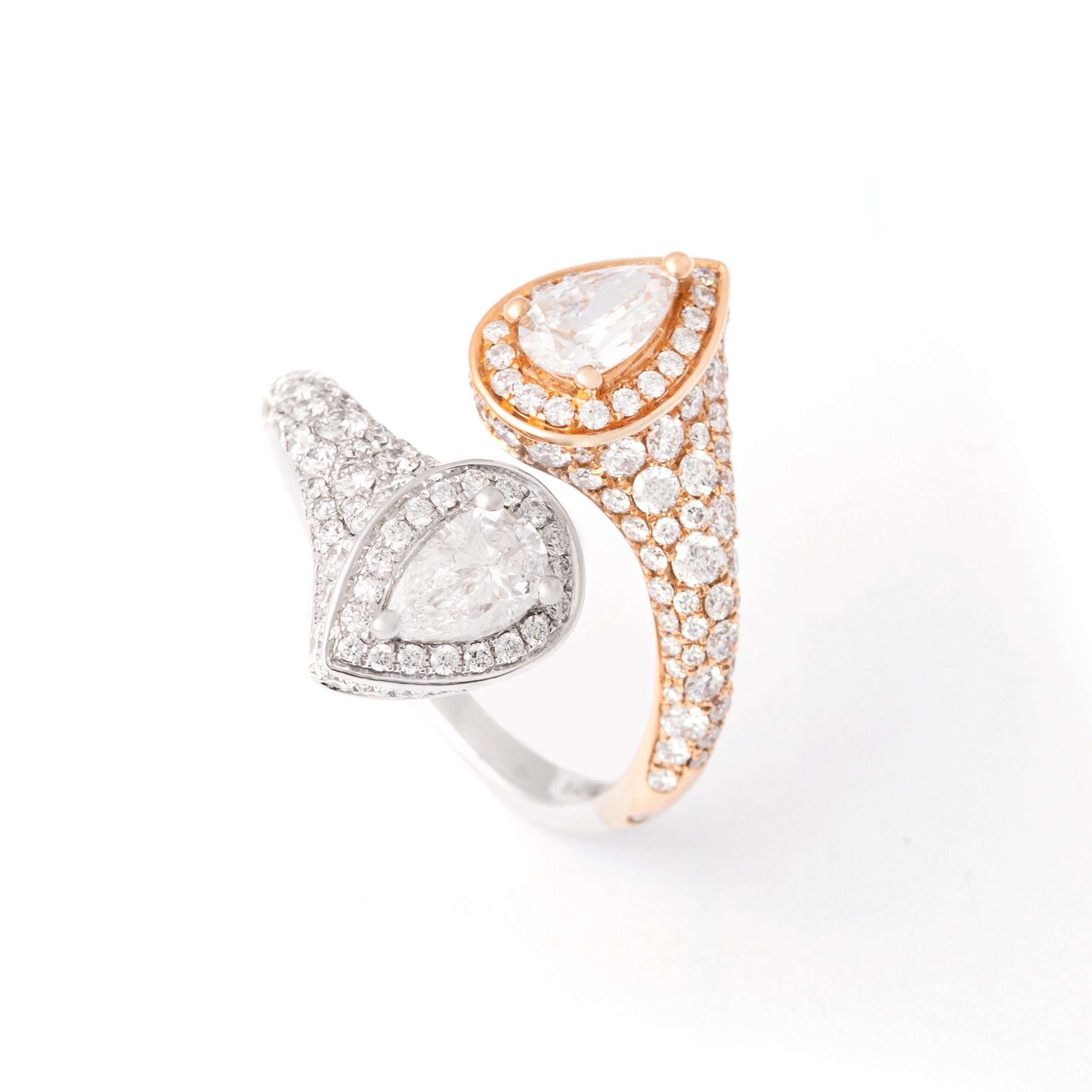 Ring mit Diamanten aus Weiß- und Roségold Damen