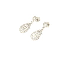 SCALA GIOIELLI 18K White Gold Diamond Drop Earrings, Italy, 2.50ct