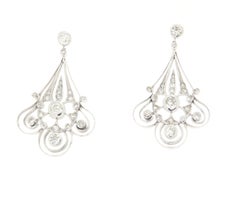 Diamants Or blanc 18 carats Boucle d'oreille pendante