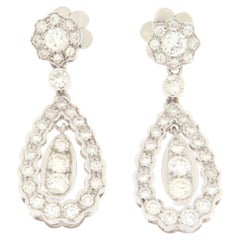 Vintage Diamonds White Gold 18 Karat Drop Earring