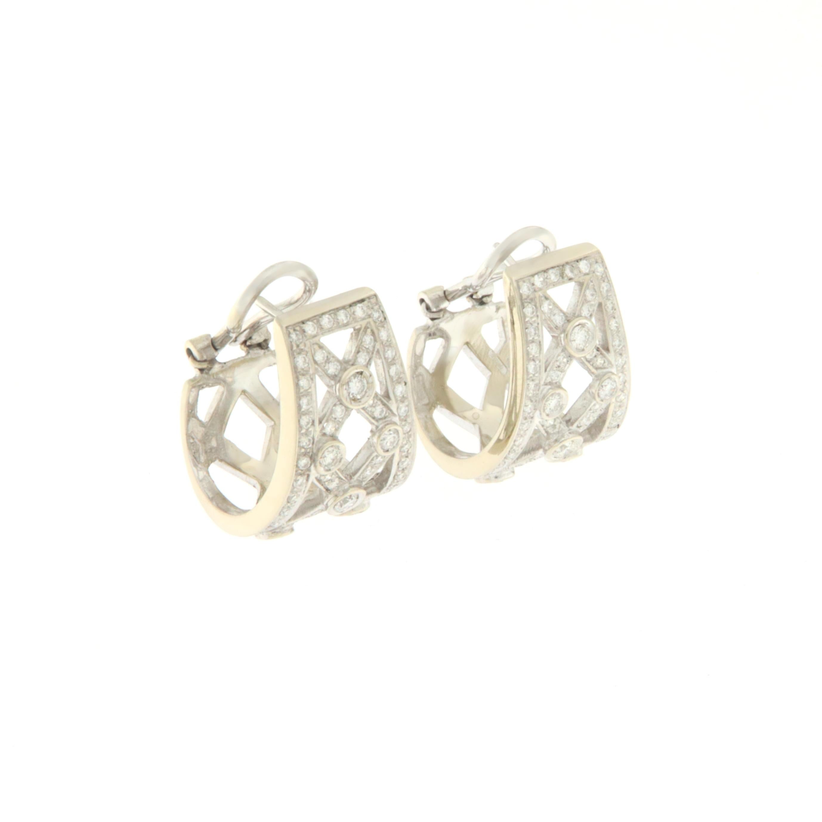 Diamonds White Gold 18 Karat Stud Earring In New Condition For Sale In Marcianise, IT