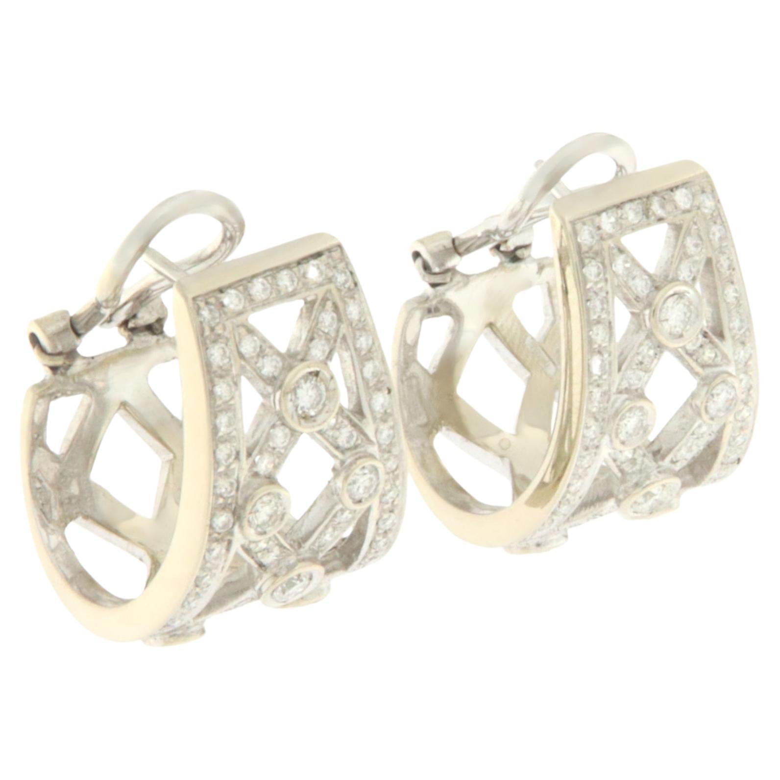 Diamonds White Gold 18 Karat Stud Earring For Sale